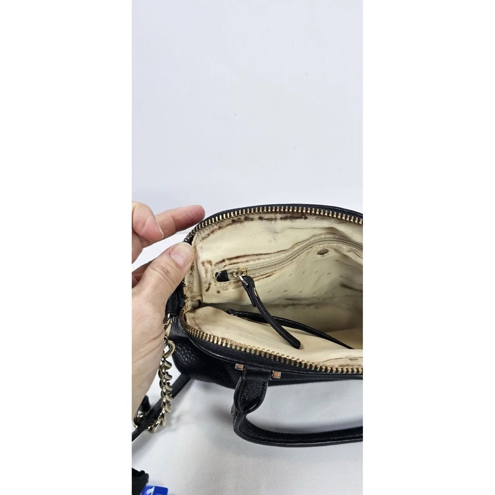 Kate Spade‎ New York Black Pebbled Leather Crossbody Satchel Gold Hardware
